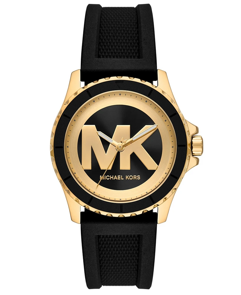 Michael Kors Women's Everest Three-Hand Black Silicone Watch, 40mm