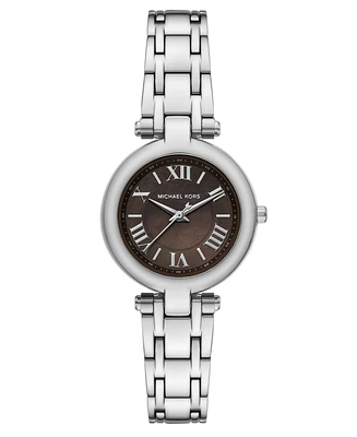 Michael Kors Women's Laney Three-Hand Silver-Tone Stainless Steel Watch, 30mm