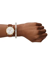 Michael Kors Women's Pyper Three-Hand Luggage Leather Watch and Jewelry Set, 38mm