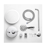 Aquaterior Shower Faucet Set Wall Mount Concealed Mixer Round Rain Shower Chrome