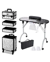 Byootique Folding Manicure Nail Table 4in1 Rolling Makeup Train Case Cb Dusk