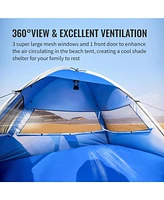 EchoSmile Beach Tent Sun Shelter for 4 Person, Canopy Protection Upf 50+, Easy Setup & Lightweight Portable Cabana Shade Baby