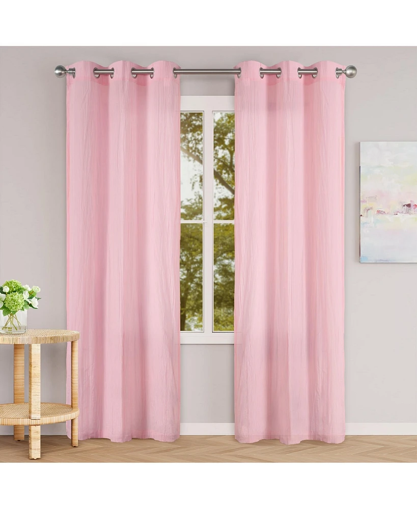 Grommet Broomstick Crush Curtains Pair, 38"X63"
