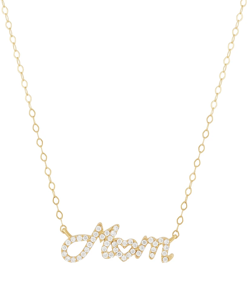 Diamond Mom Heart 18" Pendant Necklace (1/5 ct. t.w.) in 14k Gold-Plated Sterling Silver