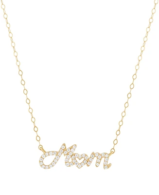 Diamond Mom Heart 18" Pendant Necklace (1/5 ct. t.w.) in 14k Gold-Plated Sterling Silver