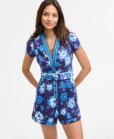 Adrianna by Papell Women's Floral-Print Belted Romper