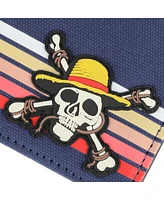 One Piece Men's Live Action Straw Hat Skull & Crossbones Navy Bifold Wallet