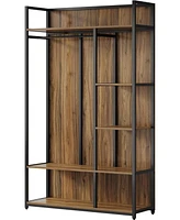 Tribesigns Freestanding Clothes Rack, 78.7" H Industrial Garment Rack with Backboard, 5-Tier Clothing Rack with Hanging Rod Heavy Duty Wardrobe Closet