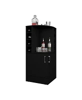 norwich Bar Cabinet, 2 Doors, 8 Wine Bottle Compartments, Natural Oak