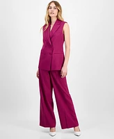 Tahari Asl Women's Button-Front Sleeveless Woven Blazer