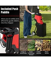 15-amp Electric Wood Chipper and Shredder Leaf Mulcher with Wheels