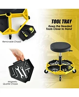 330 Lbs Capacity Pneumatic Rolling Mechanic Stool with Padded Seat