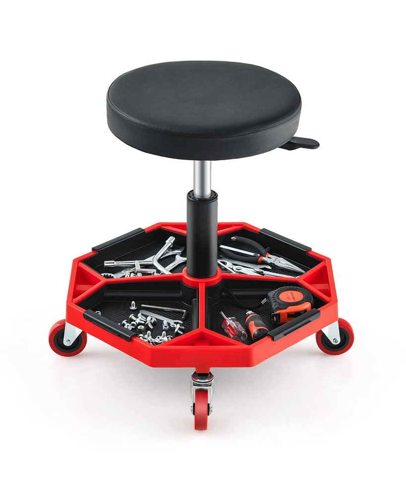 330 Lbs Capacity Pneumatic Rolling Mechanic Stool with Padded Seat