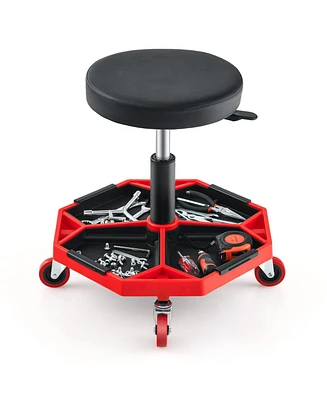 330 Lbs Capacity Pneumatic Rolling Mechanic Stool with Padded Seat