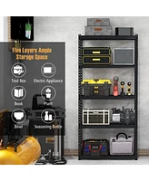 5-Tier Metal Shelving Unit with Anti-slip Foot Pad Height Adjustable Shelves for Garage