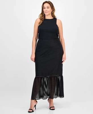 Aidan by Adrianna Papell Plus Shadow-Striped Dress