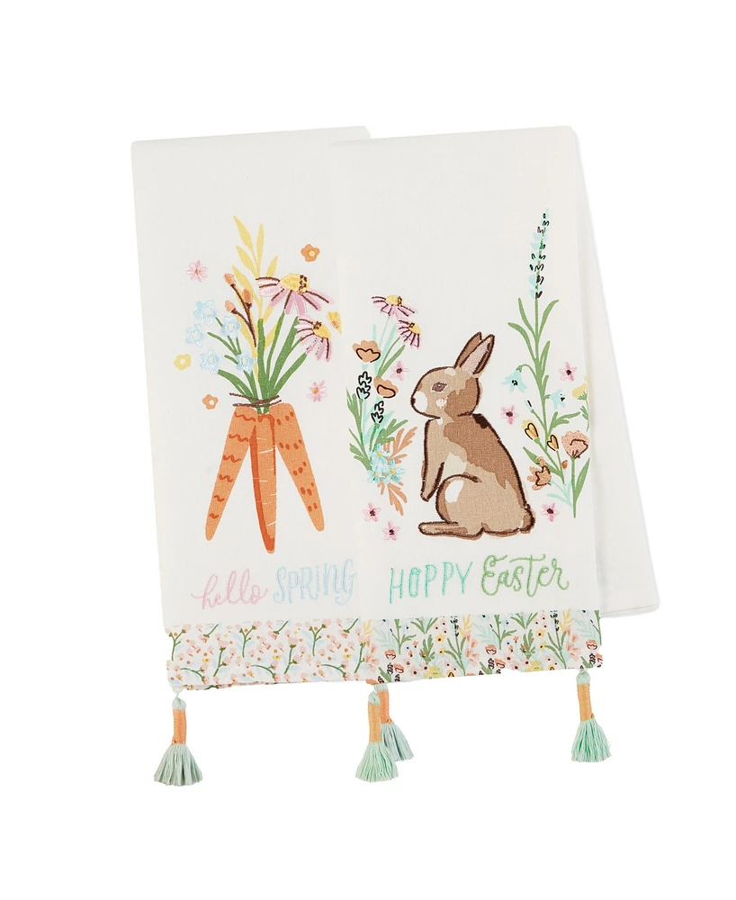 Design Imports Spring Bunny Cotton Dishtowels Set, 18"x28"
