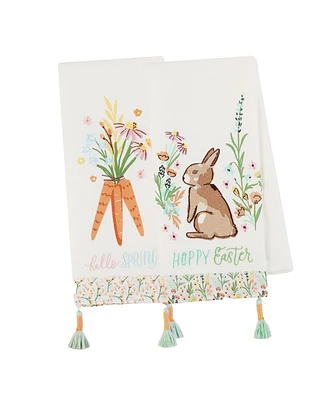 Design Imports Spring Bunny Cotton Dishtowels Set, 18"x28"