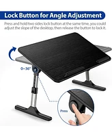 LT06 Adjustable Latop Table, Lap Desk, Portable Standing Bed Desk, Foldable Sofa Breakfast Tray, Notebook Computer Stand for Reading and Writing, Medi