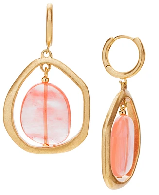 Style & Co Gold-Tone Stone Orbital Charm Hoop Earrings, Exclusively at Macy's