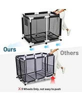 Yescom Extra Large Mesh Pool Storage Bin 214 Gallon Noodles Toys Holder 6 Wheels Rolling Cart Black