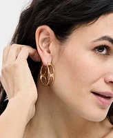 Style & Co Medium Hammered Openwork Hoop Earrings, 1.5", Exclusively at Macy's
