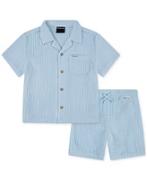 Hurley Toddler Boys Cotton Gauze Camp Shirt & Shorts, 2 Piece Set