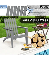 2PCS Patio Adirondack Chair Side Table Set Solid Wood Garden Deck