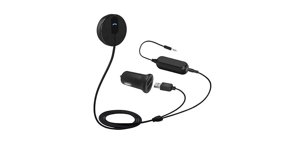 BK01 Bluetooth Car Kit, Wireless Receiver for Handsfree Talking and Music Streaming with Ground Loop Noise Isolator for Car with 3.5mm Aux Port