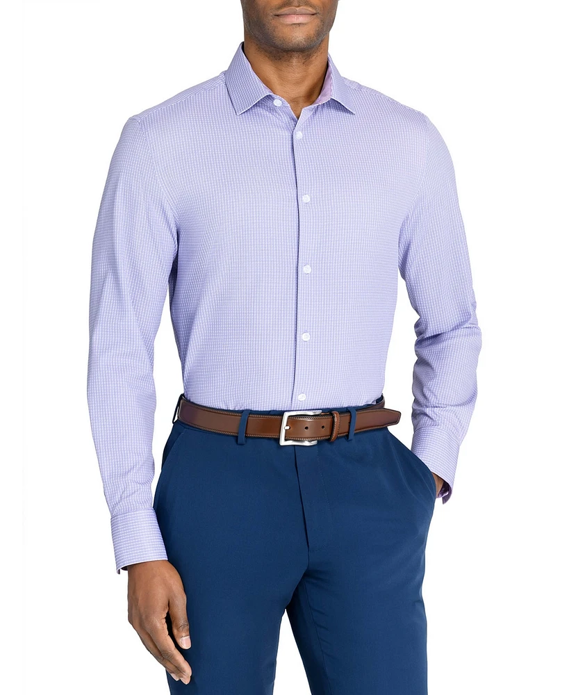 Men's Recycled Slim Fit Check 4-Way Stretch Performance Dress Shirt