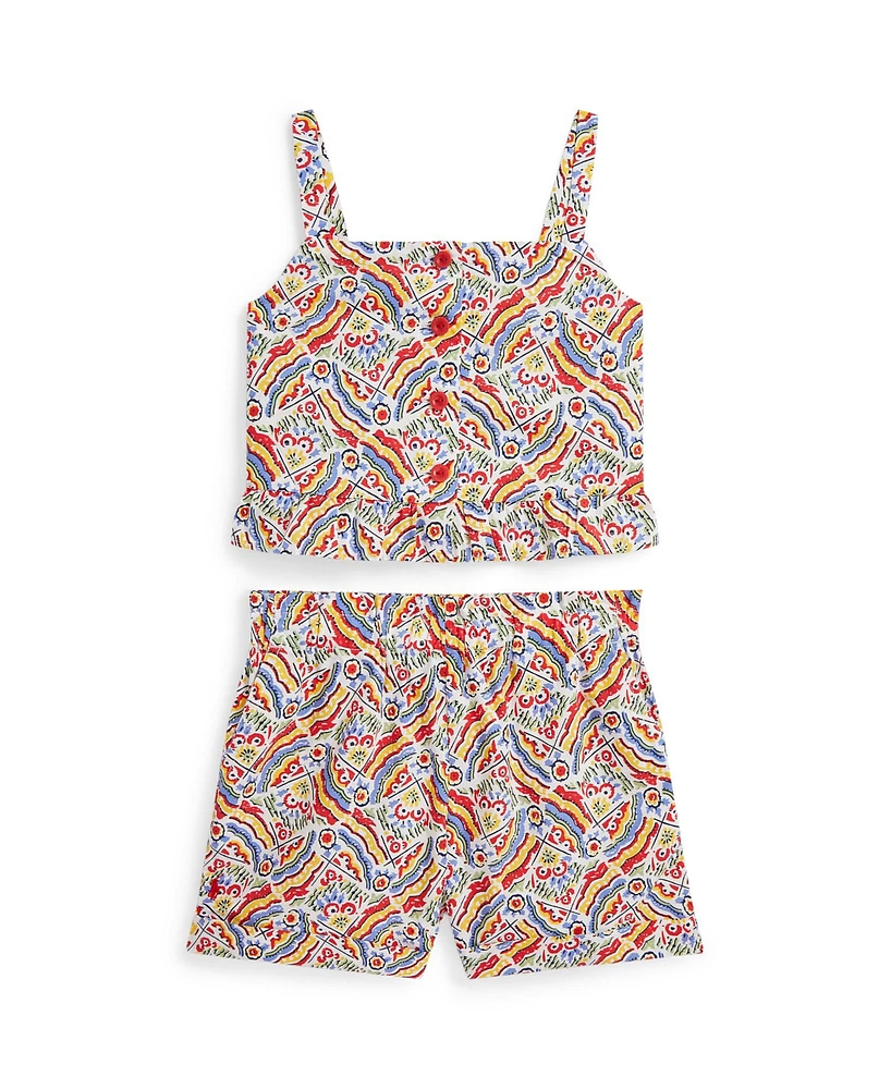 Polo Ralph Lauren Toddler and Little Girls 2-Piece Riviera-Print Top Short Set