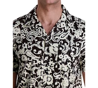 Karl Lagerfeld Paris Men's Regular-Fit Paisley Button-Down Camp Shirt