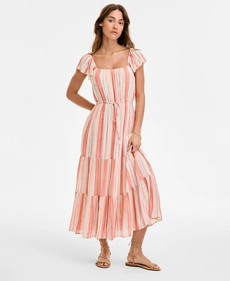 Liverpool Los Angeles Women's Flutter-Sleeve Maxi Dress