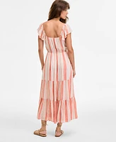 Liverpool Los Angeles Women's Flutter-Sleeve Maxi Dress