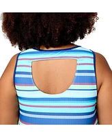 Free Country Plus Full Side Shirring Tankini Top