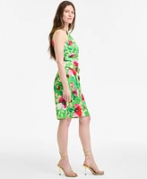 Eliza J Women's Chain-Trim-Neck Sleeveless Sheath Dress