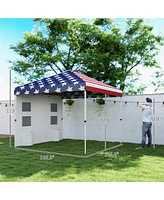 Outsunny 10' x Pop Up Canopy Tent with Sidewall, American Flag Print