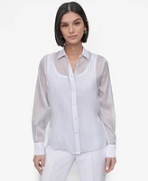 Dkny Women's Striped Button-Front Shirt