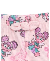 Sesame Street Little Girls Abby Cadabby Waffle Knit T-Shirt and Shorts Outfit Set