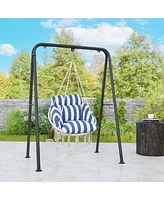 Outsunny Hanging Hammock Chair with Cushion, Macrame Swing Chair, Dark