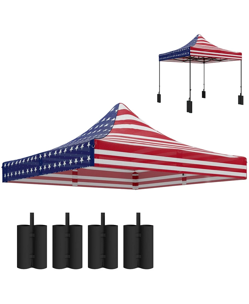 Outsunny 10' x Pop up Canopy Replacement Top with Weight Bags, Multi