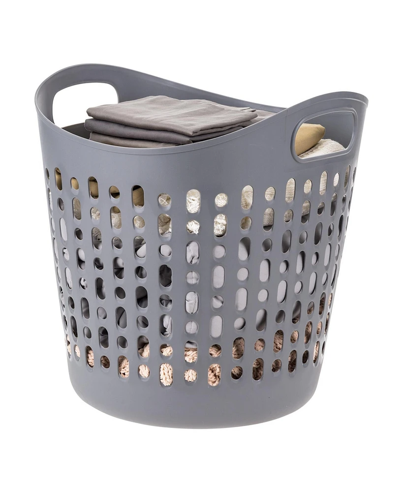 Iris Usa 3 Pack Laundry Basket 40L Durable and Flexible, Portable Round Bin, 1.15 Bushel Hamper for Storage with Ventilation Holes for Closet Dorm, Gr