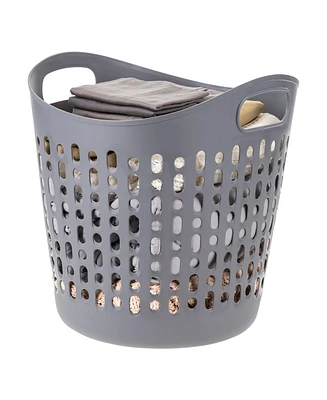 Iris Usa 3 Pack Laundry Basket 40L Durable and Flexible, Portable Round Bin, 1.15 Bushel Hamper for Storage with Ventilation Holes for Closet Dorm, Gr