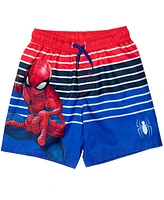 Spider-Man Boys Marvel Upf 50+ Cosplay Rash Guard and Swim Trunks Outfit Set