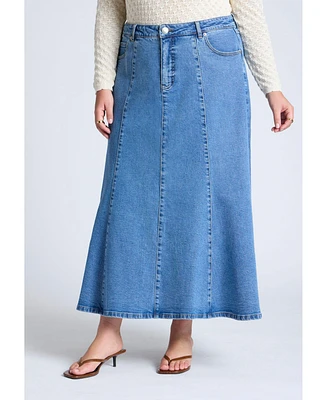 Eloquii Plus Trumpet Denim Maxi Skirt