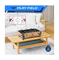 SereneLife 38” Table Top Air Hockey & 40” Foosball Set - 2-in-1 Swivel Game Table