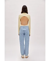 Pcfg Women's Stitch Detail Straight Fit Denim