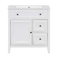 30" Bathroom Vanity with Sink Top, Bathroom Vanity Cabinet with Door and Two Drawers, Solid Wood Frame