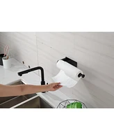 2 Pack Paper Towel Holder Wall Mount, Black Paper Towel Holder Under Cabinet, Self Adhesive Paper Towel Holders