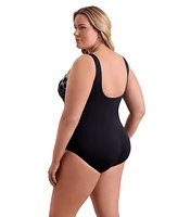 ShapeSolver Sport by Mimi Flamingo Women's Scoopneck Tank One Piece Swimsuit with Zipper